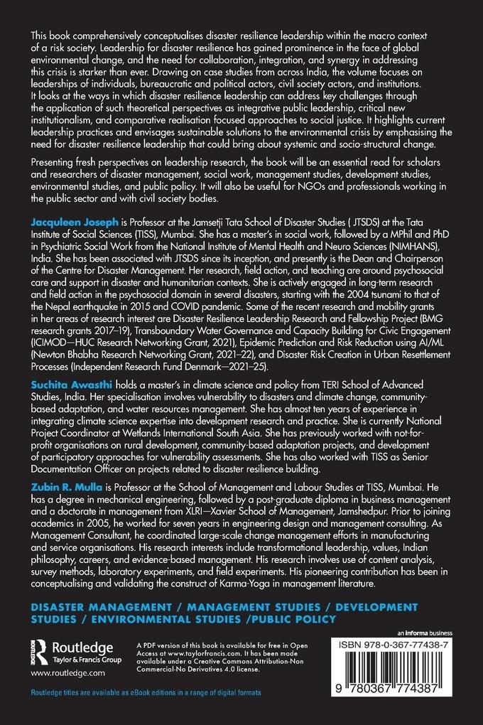 Weitere Ansicht: Leadership for Disaster Resilience | Zubin R. Mulla, Suchita Awasthi, Jacquleen Joseph