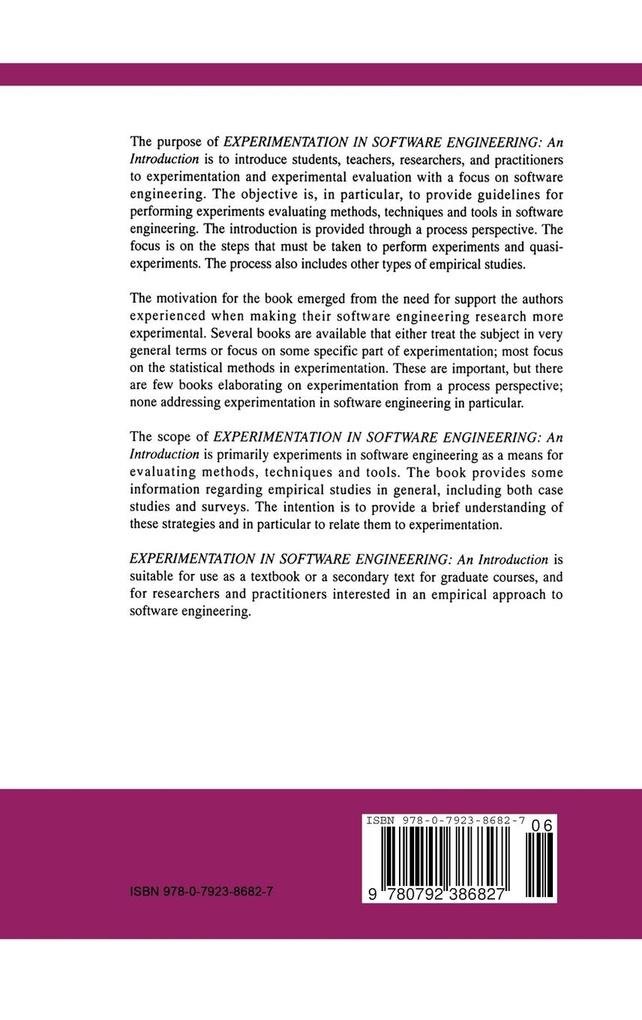 Weitere Ansicht: Experimentation in Software Engineering | Claes Wohlin, Per Runeson, Clases Wohlin, Martin Hvst, Magnus C Ohlsson