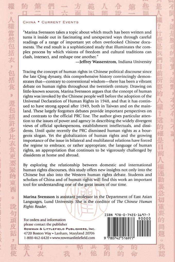 Weitere Ansicht: Debating Human Rights in China | Marina Svensson