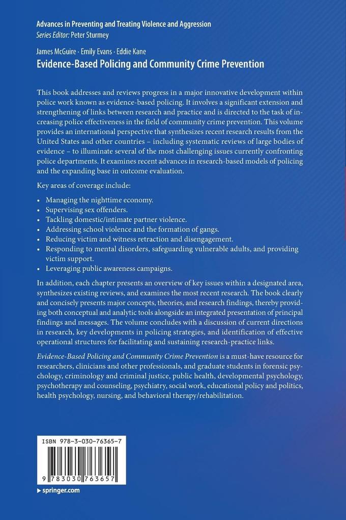 Weitere Ansicht: Evidence-Based Policing and Community Crime Prevention | James McGuire, Emily Evans, Eddie Kane