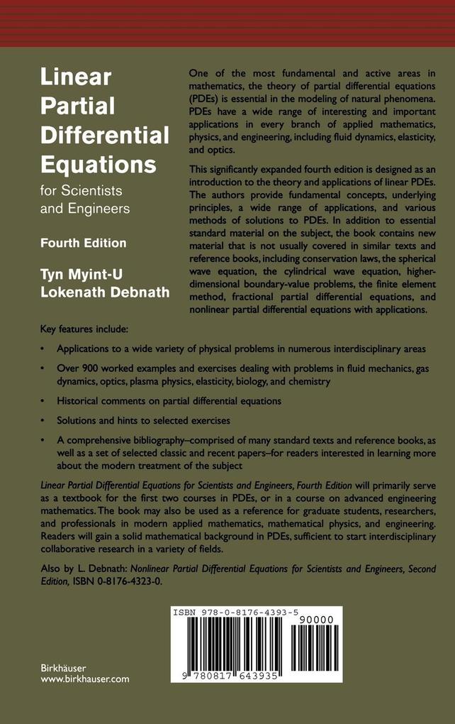 Weitere Ansicht: Linear Partial Differential Equations for Scientists and Engineers | Tyn Myint-U, Lokenath Debnath
