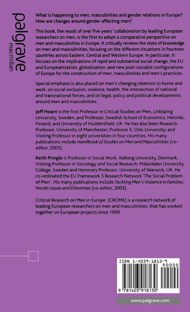 Weitere Ansicht: European Perspectives on Men and Masculinities | J. Hearn, K. Pringle