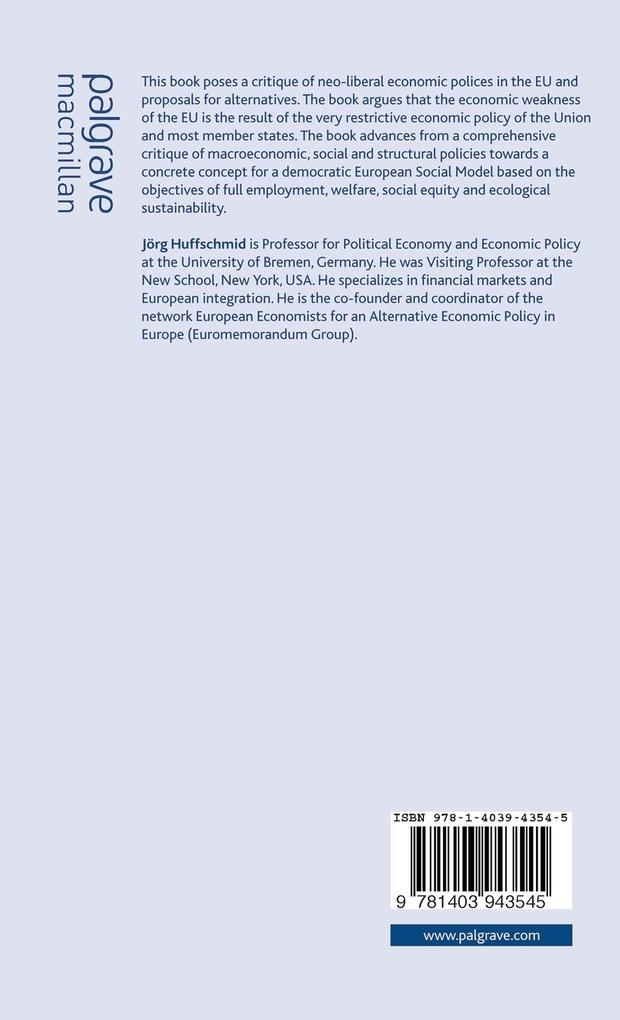 Weitere Ansicht: Economic Policy for a Social Europe | Jörg Huffschmid