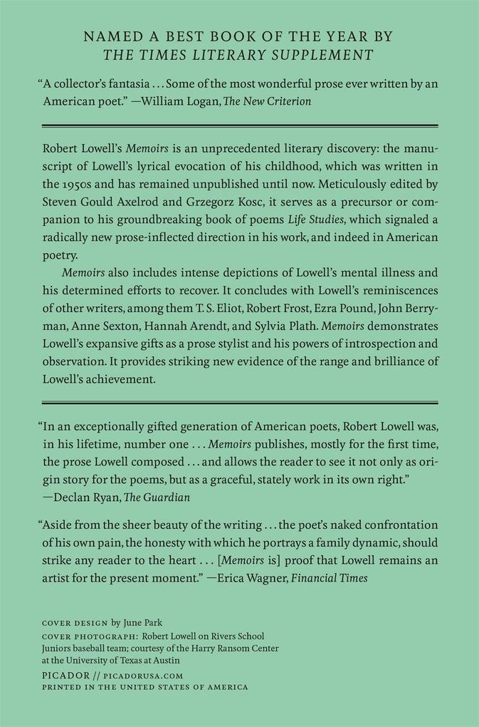 Weitere Ansicht: Memoirs | Robert Lowell