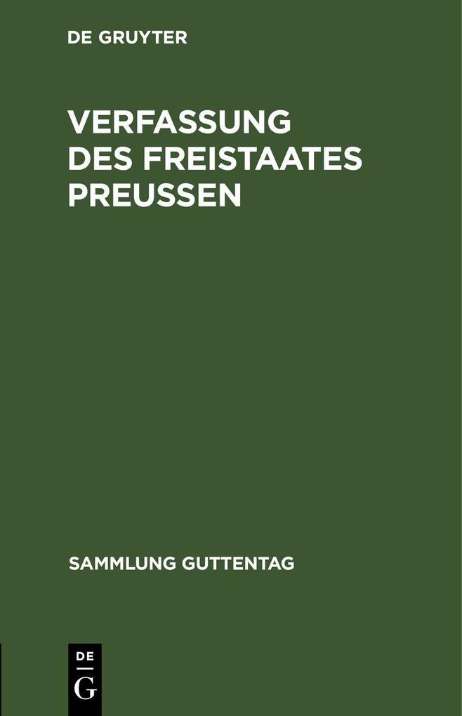 Produktbild: Verfassung des Freistaates Preußen