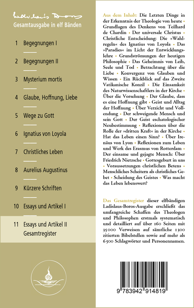 Weitere Ansicht: Essays und Artikel zu Theologie, Philosophie, Kunst und Kultur 1964--1981 | Ladislaus Boros