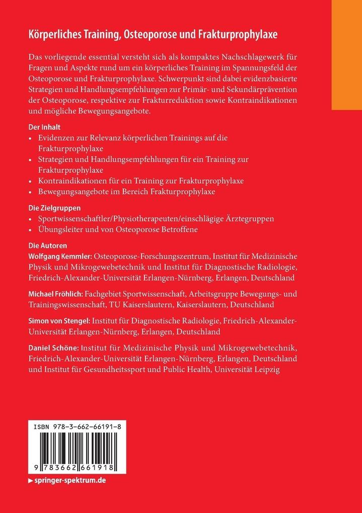 Weitere Ansicht: Körperliches Training, Osteoporose und Frakturprophylaxe | Wolfgang Kemmler, Michael Fröhlich, Simon von Stengel, Daniel Schöne