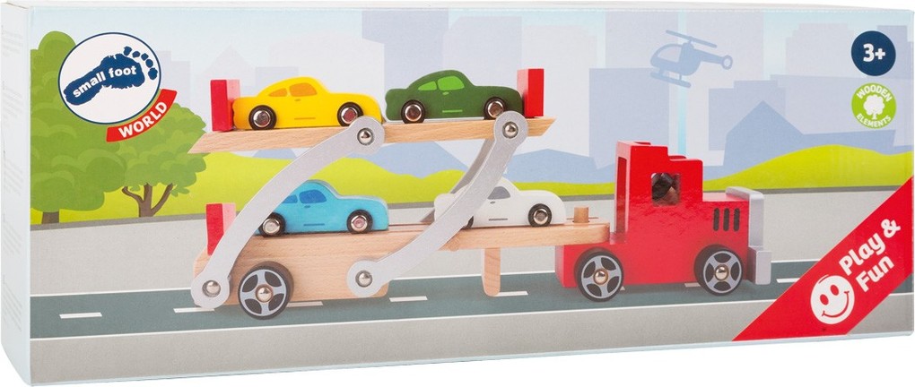 Weitere Ansicht: Small foot 4222 - Autotransporter Klassik mit Laderampe und 4 Autos, Holz, Länge: 38 cm