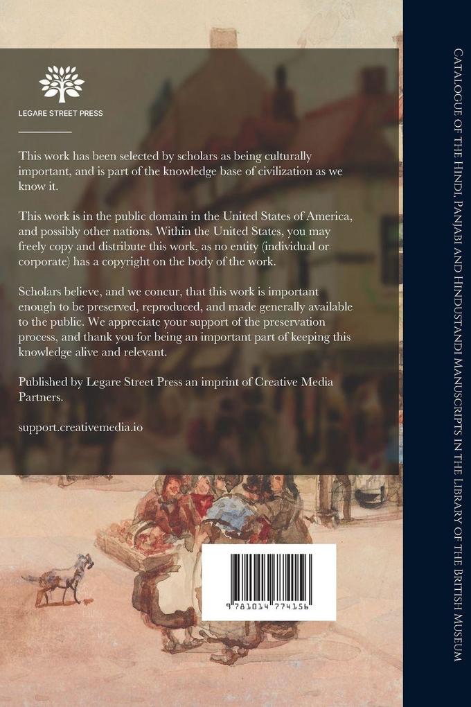 Weitere Ansicht: Catalogue of the Hindi, Panjabi and Hindustandi Manuscripts in the Library of the British Museum