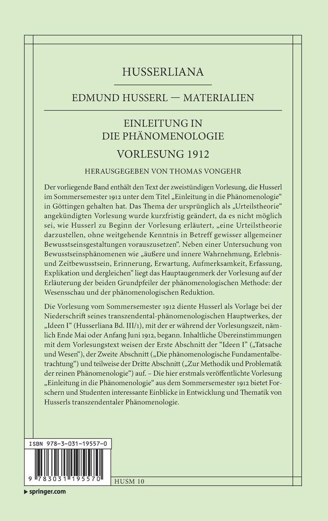 Weitere Ansicht: Einleitung in die Phänomenologie | Edmund Husserl