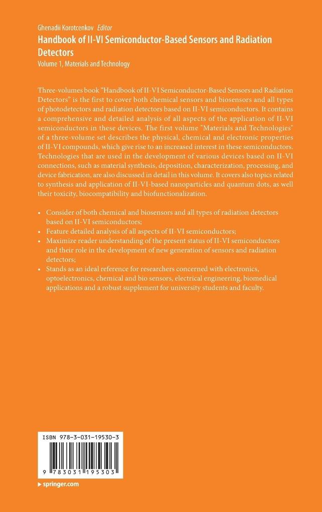Weitere Ansicht: Handbook of II-VI Semiconductor-Based Sensors and Radiation Detectors