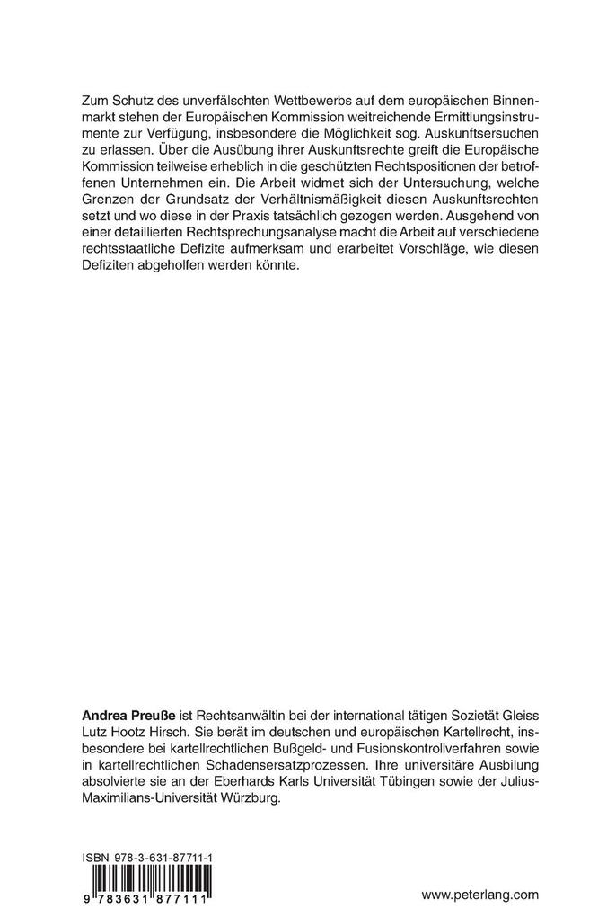Weitere Ansicht: Die Verhältnismäßigkeit kartellrechtlicher Auskunftsersuchen | Andrea Preuße