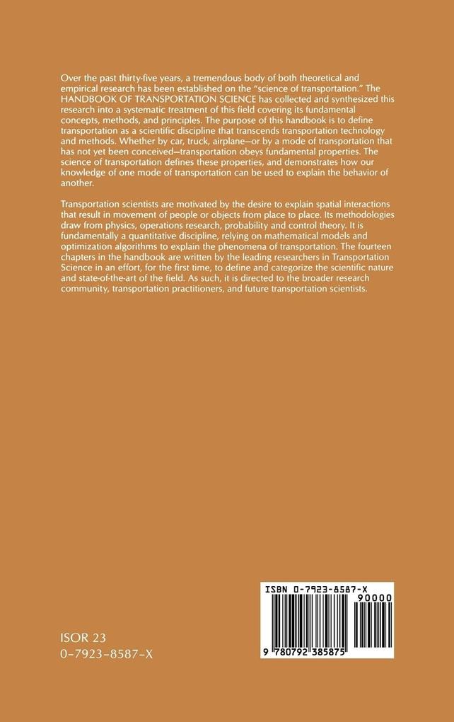 Weitere Ansicht: Handbook of Transportation Science