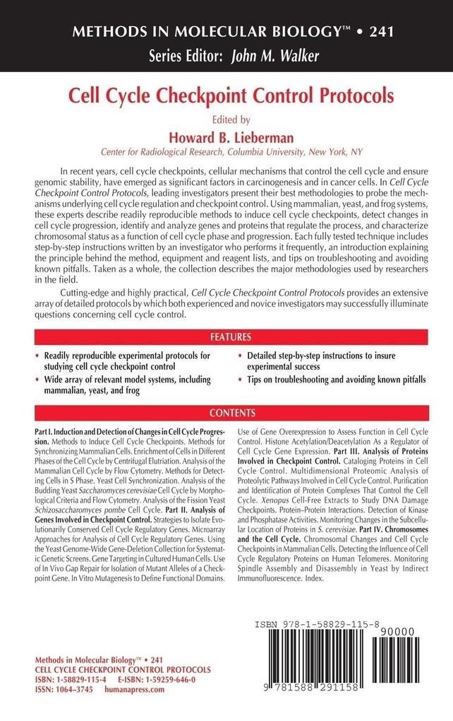 Weitere Ansicht: Cell Cycle Checkpoint Control Protocols