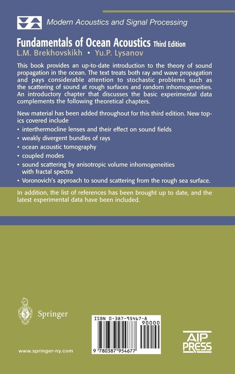 Weitere Ansicht: Fundamentals of Ocean Acoustics | L.M. Brekhovskikh, Yu.P. Lysanov