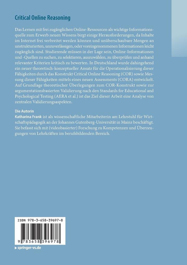Weitere Ansicht: Critical Online Reasoning | Katharina Frank