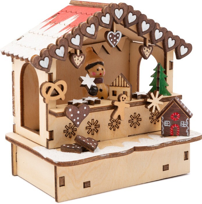 Weitere Ansicht: Small foot 11390 - Weihnachtsmarkt-Hütten mit Beleuchtung, 3-teilig, Deko, Holz