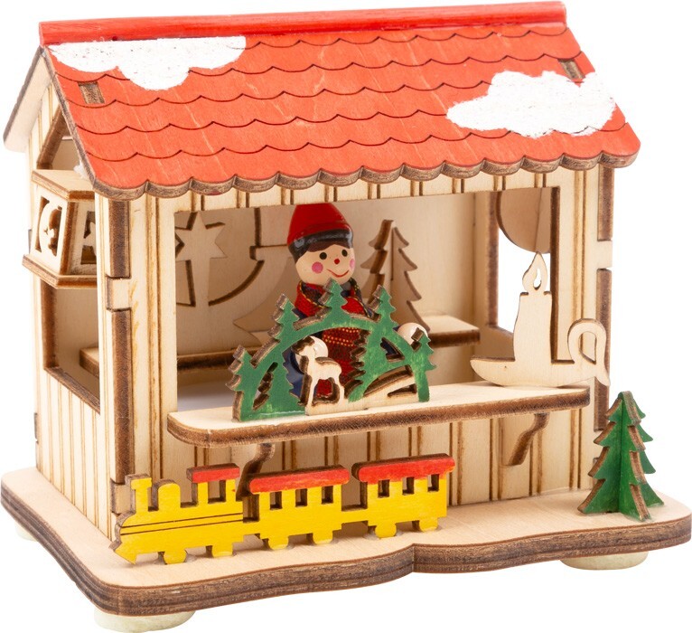 Weitere Ansicht: Small foot 11390 - Weihnachtsmarkt-Hütten mit Beleuchtung, 3-teilig, Deko, Holz