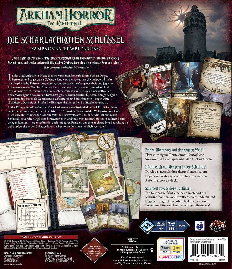 Weitere Ansicht: Fantasy Flight Games - Arkham Horror Das Kartenspiel - Die scharlachroten Schlüssel, Erweiterung | Nate French, MJ Newman