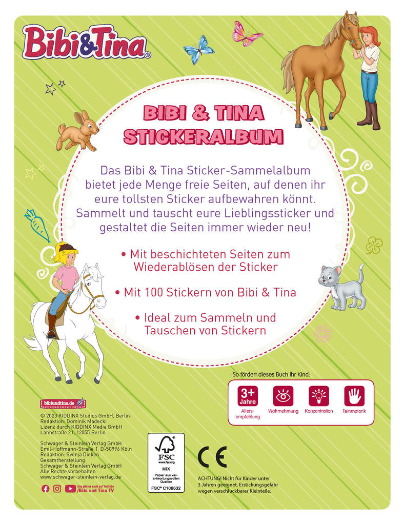 Weitere Ansicht: Bibi & Tina Mein Stickeralbum mit 100 Stickern | Schwager & Steinlein Verlag