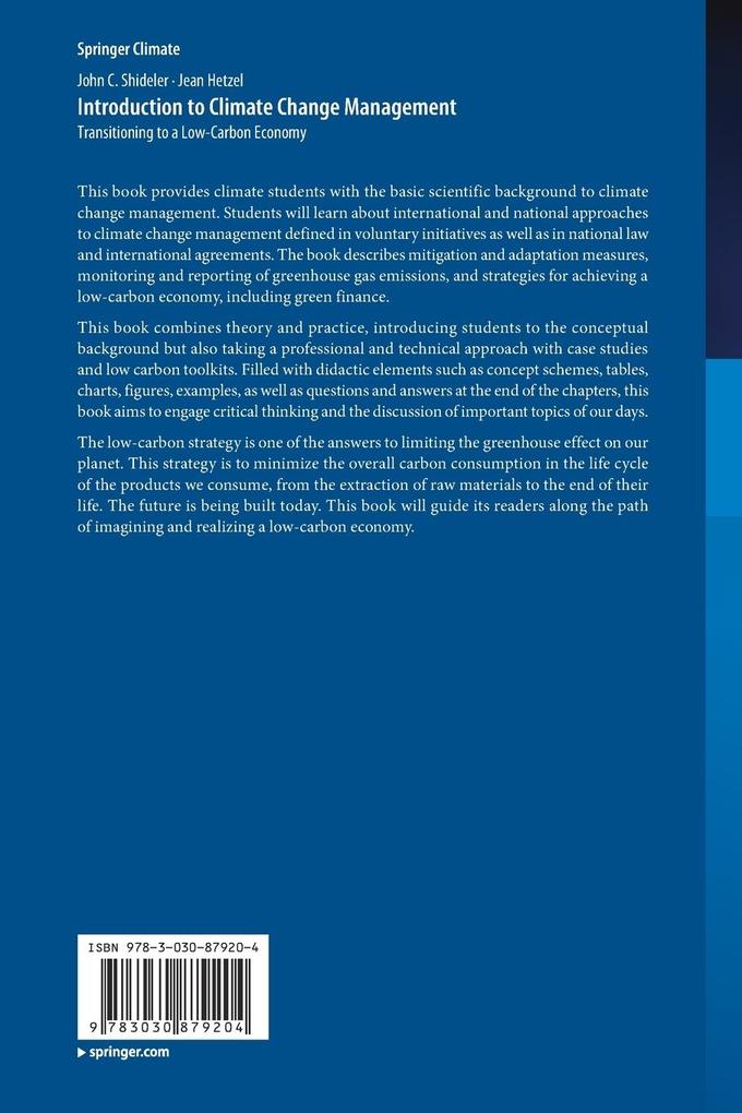 Weitere Ansicht: Introduction to Climate Change Management | John C. Shideler, Jean Hetzel