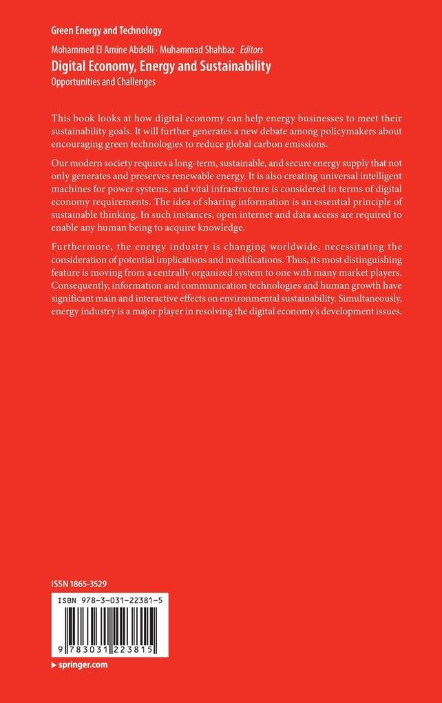 Weitere Ansicht: Digital Economy, Energy and Sustainability
