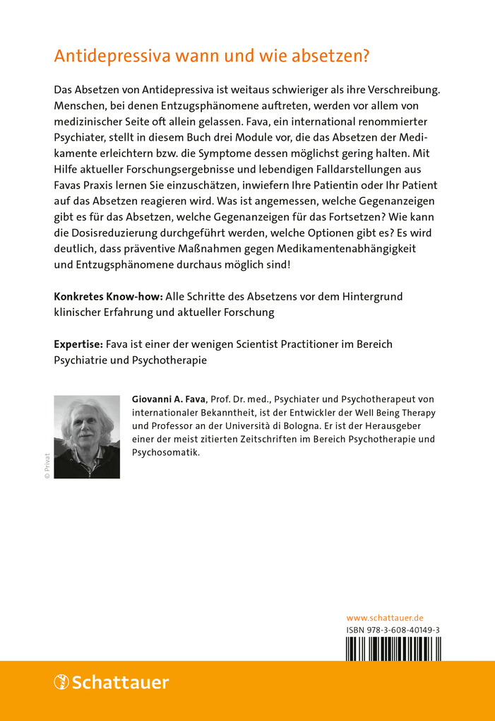 Weitere Ansicht: Antidepressiva absetzen | Giovanni A. Fava
