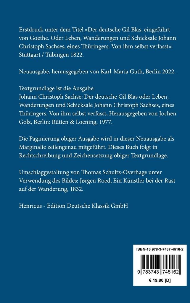 Weitere Ansicht: Der deutsche Gil Blas | Johann Christoph Sachse