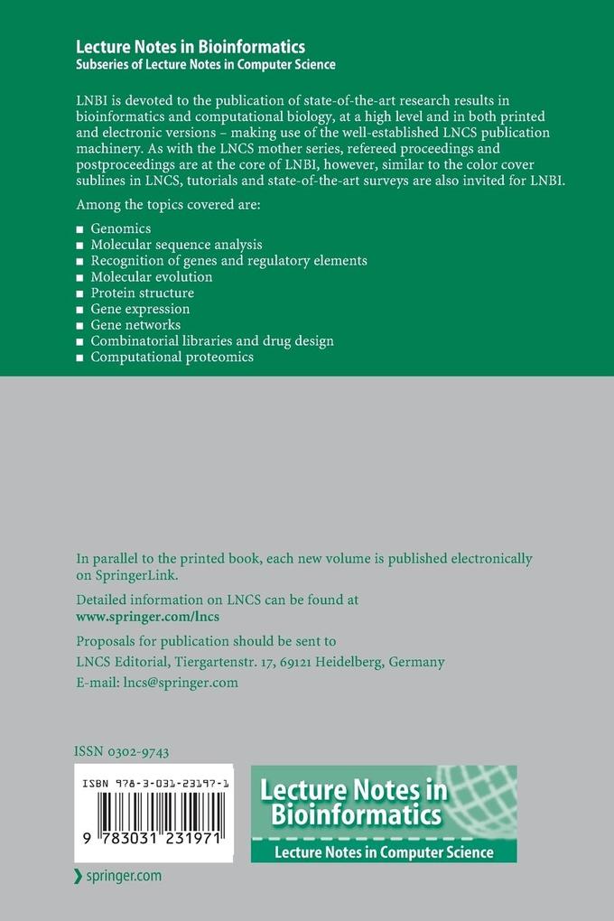 Weitere Ansicht: Bioinformatics Research and Applications