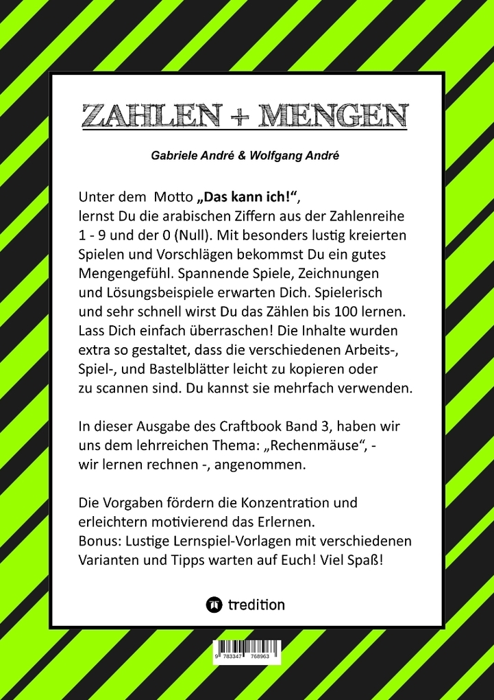 Weitere Ansicht: CRAFTBOOK - RECHNEN UND MENGEN LERNEN - MALBUCH - BASTELBUCH - SPIELEBUCH - SPIELETIPPS | Gabriele André, Wolfgang André