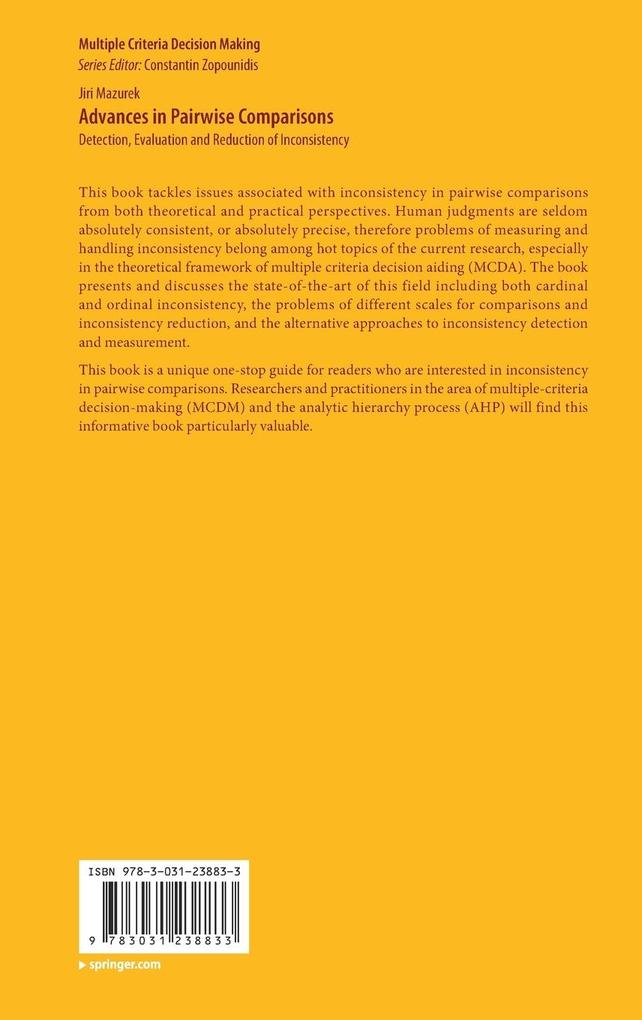 Weitere Ansicht: Advances in Pairwise Comparisons | Jiri Mazurek