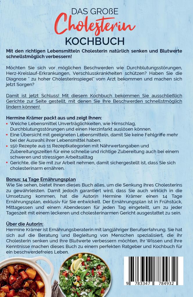 Weitere Ansicht: Das große Cholesterin Kochbuch - Mit 150 leckeren & gesunden Rezepten zur Senkung des Cholesterinspiegels. | Hermine Krämer