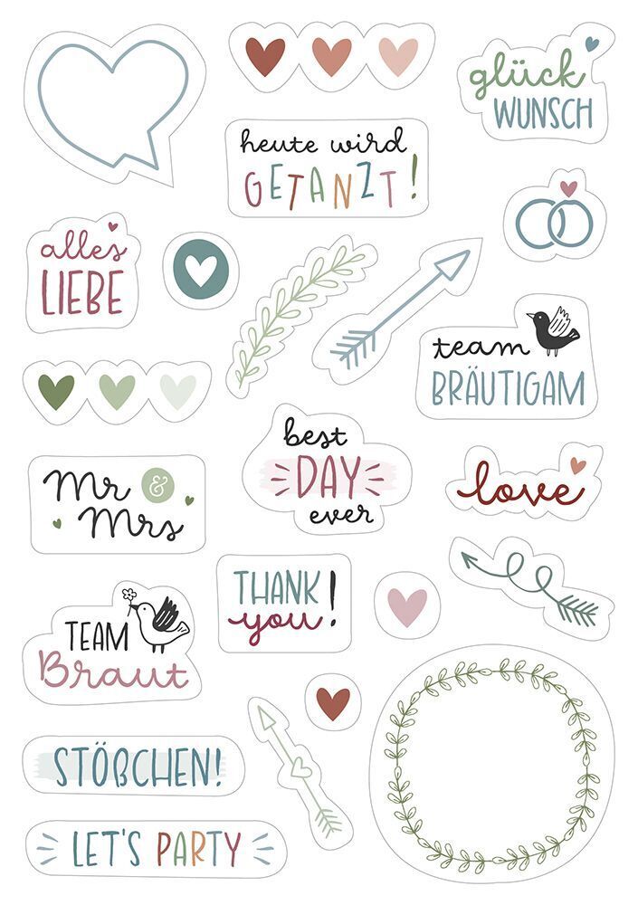Weitere Ansicht: Sticker-Set Hochzeit
