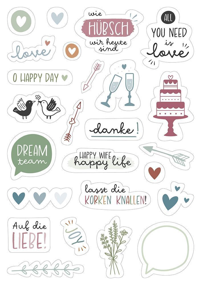 Weitere Ansicht: Sticker-Set Hochzeit