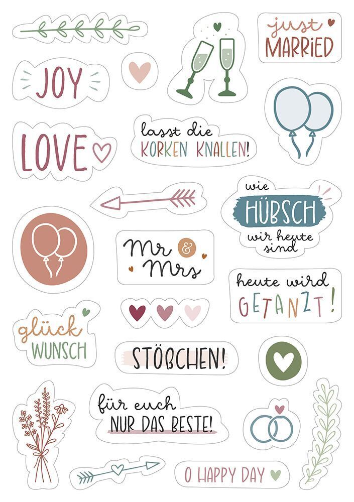 Weitere Ansicht: Sticker-Set Hochzeit
