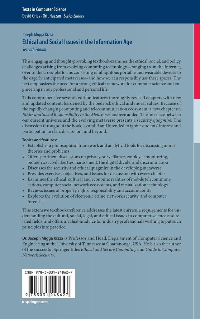 Weitere Ansicht: Ethical and Social Issues in the Information Age | Joseph Migga Kizza