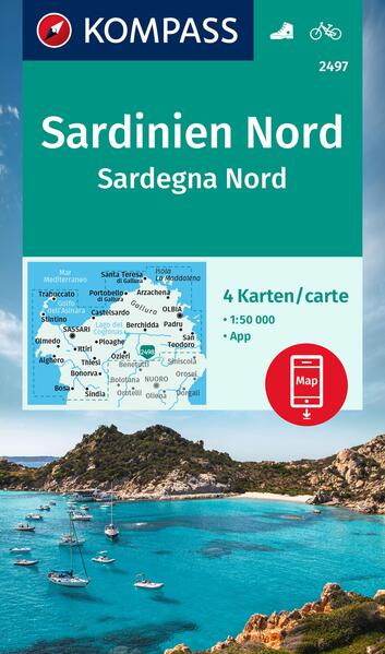 Produktbild: KOMPASS Wanderkarten-Set 2497 Sardinien Nord / Sardegna Nord (4 Karten) 1:50.000