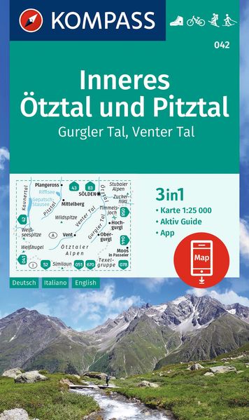 Produktbild: KOMPASS Wanderkarte 042 Inneres Ötztal und Pitztal, Gurgler Tal, Venter Tal 1:25.000