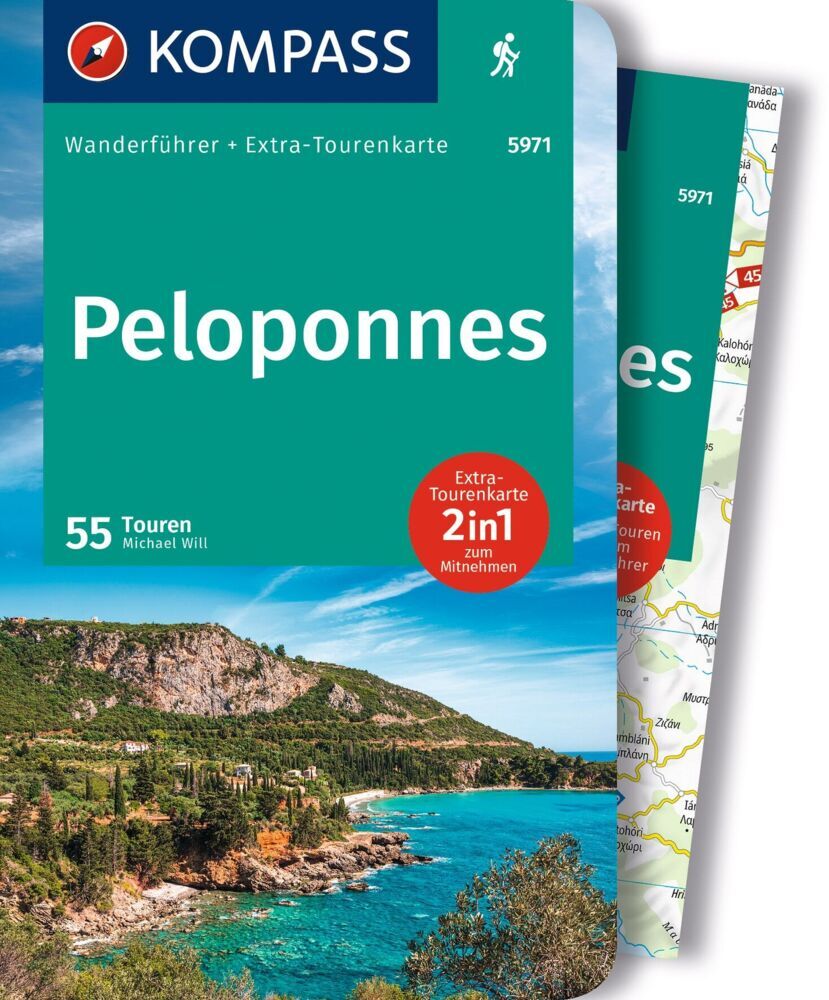 Produktbild: KOMPASS Wanderführer Peloponnes, 55 Touren mit Extra-Tourenkarte | Michael Will