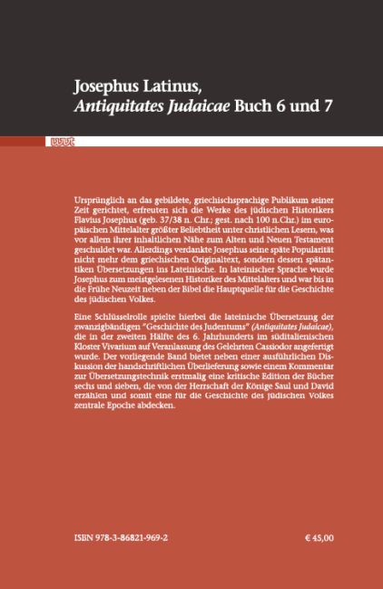 Weitere Ansicht: Josephus Latinus, "Antiquitates Judaicae" Buch 6 und 7 | Randolf Lukas, Flavius Josephus