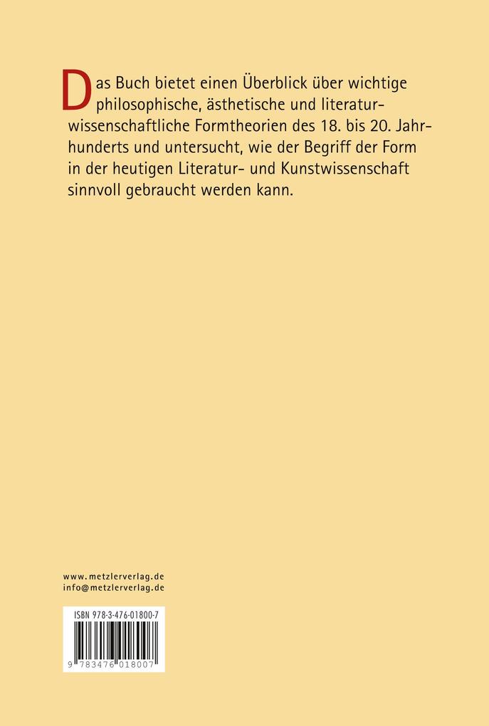 Weitere Ansicht: Poetik der Form | Dieter Burdorf