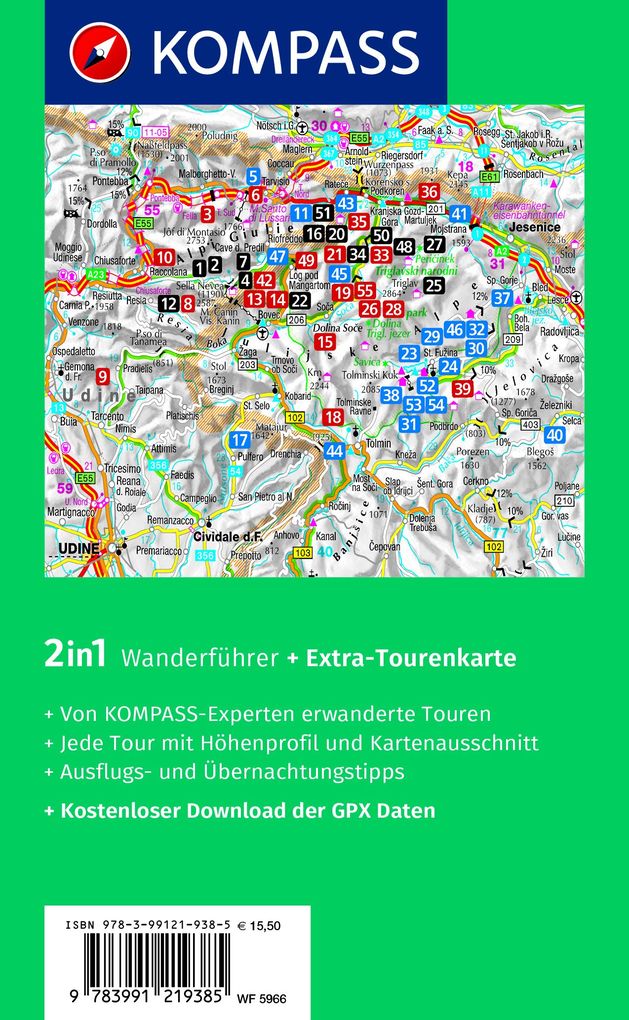 Weitere Ansicht: KOMPASS Wanderführer Julische Alpen, 55 Touren mit Extra-Tourenkarte | Boris Korencan
