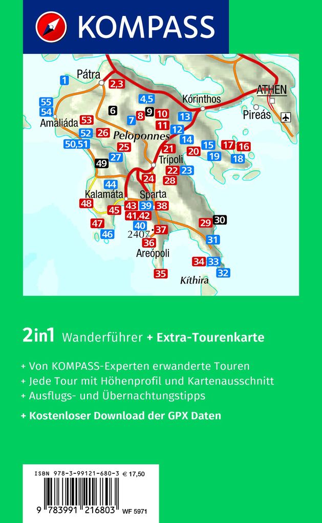 Weitere Ansicht: KOMPASS Wanderführer Peloponnes, 55 Touren mit Extra-Tourenkarte | Michael Will