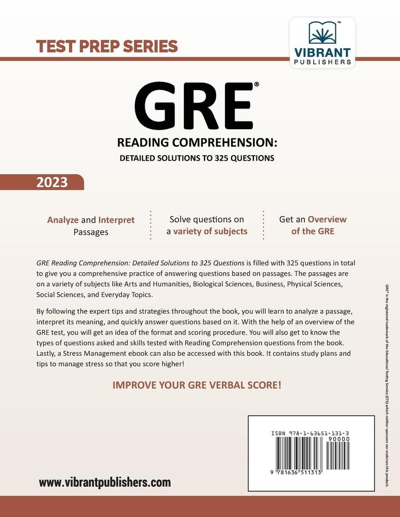 Weitere Ansicht: GRE Reading Comprehension | Vibrant Publishers