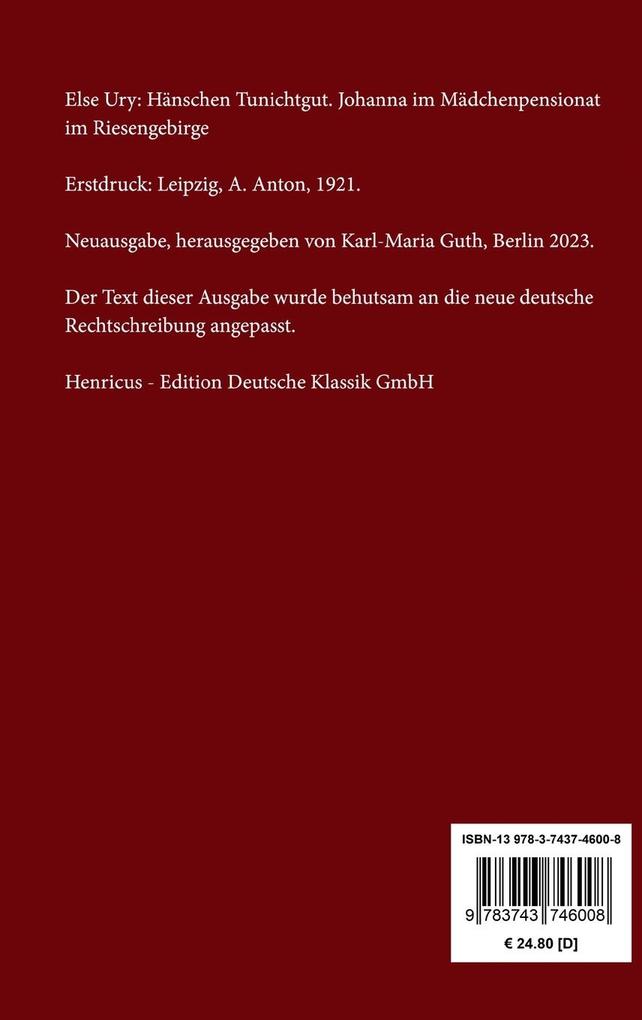 Weitere Ansicht: Hänschen Tunichtgut | Else Ury