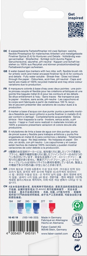 Weitere Ansicht: Faber-Castell Marker Tuschestift PAP Dual 5er set