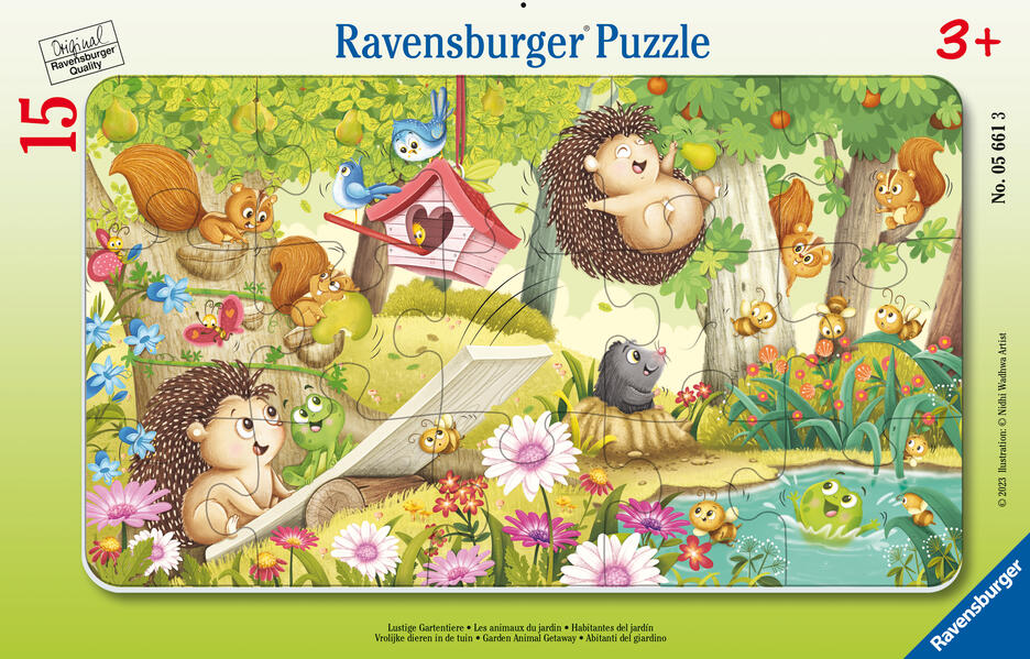 Produktbild: Ravensburger Kinderpuzzle - 05661 Lustige Gartentiere - 15 Teile Rahmenpuzzle für Kinder ab 3 Jahren