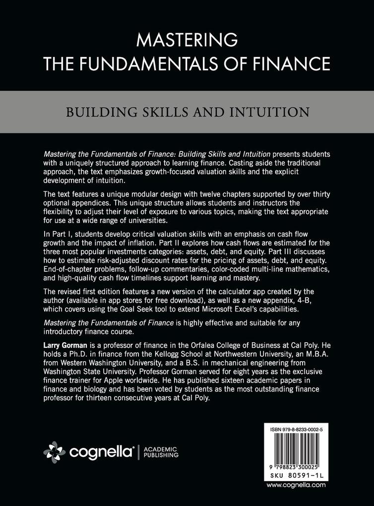 Weitere Ansicht: Mastering the Fundamentals of Finance: Building Skills and Intuition | Larry Gorman