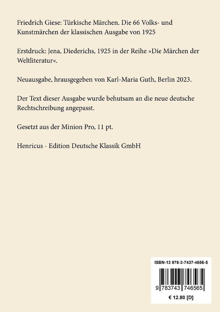 Weitere Ansicht: Türkische Märchen | Friedrich Giese