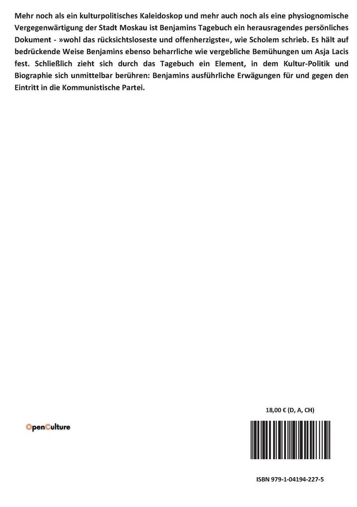 Weitere Ansicht: Moskauer Tagebuch | Walter Benjamin